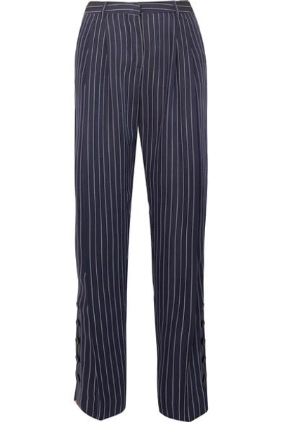 Shop Altuzarra Lidig Pinstriped Ottoman Wide-leg Pants In Blue