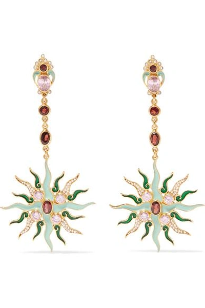 Shop Percossi Papi Gold-plated Multi-stone Earrings In Green
