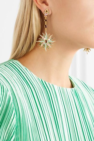 Shop Percossi Papi Gold-plated Multi-stone Earrings In Green