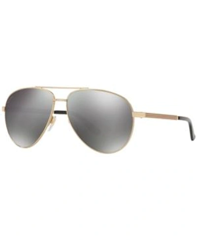 Shop Gucci Sunglasses, Gg0137s In Gold/grey