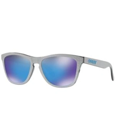 Shop Oakley Frogskin Sunglasses, Oo9013 In Silver/blue Iridium