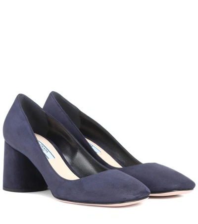 Shop Prada Suede Pumps In Blue