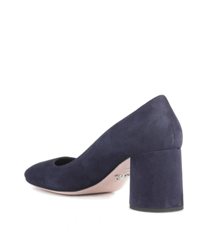 Shop Prada Suede Pumps In Blue