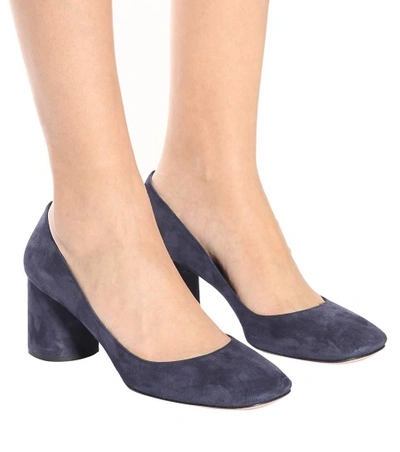 Shop Prada Suede Pumps In Blue