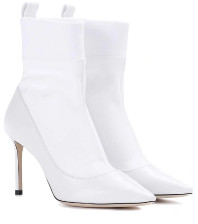 Shop Jimmy Choo Brandon 85 Ankle Boots In White