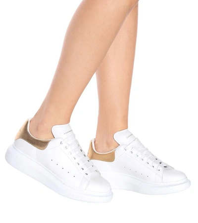 Shop Alexander Mcqueen Leather Platform Sneakers In White