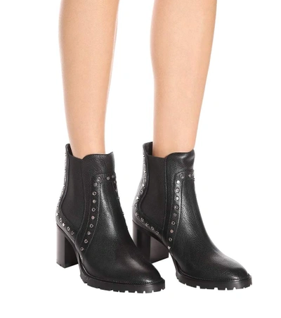 Shop Jimmy Choo Burrow 65 Leather Ankle Boots In Black