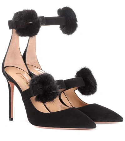 Shop Aquazzura Sinatra 105 Suede Pumps In Black