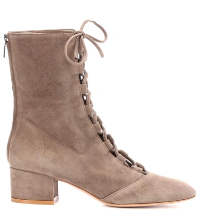 Shop Gianvito Rossi Exclusive To Mytheresa.com - Delia Suede Ankle Boots In Beige