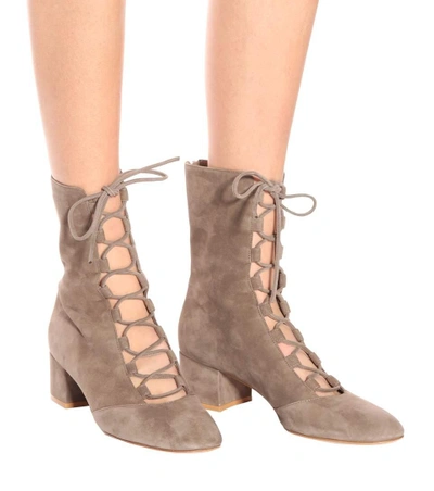 Shop Gianvito Rossi Exclusive To Mytheresa.com - Delia Suede Ankle Boots In Beige