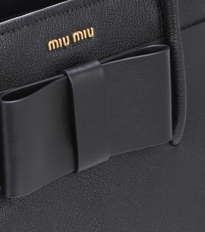 Shop Miu Miu Leather Tote In Black