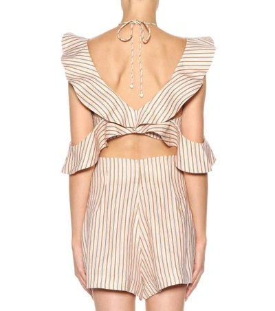 Shop Zimmermann Striped Linen Top In Pink