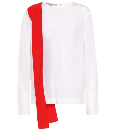 Shop Stella Mccartney Panelled Silk Blouse In White
