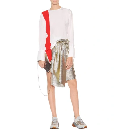 Shop Stella Mccartney Panelled Silk Blouse In White