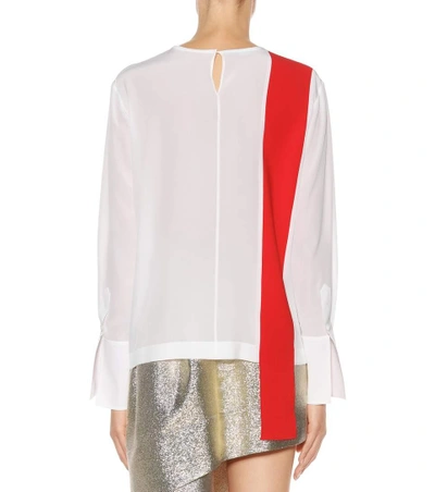 Shop Stella Mccartney Panelled Silk Blouse In White