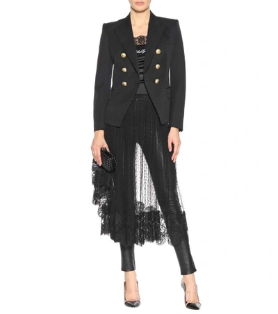 Shop Dolce & Gabbana Lace-trimmed Silk Satin Camisole In Black