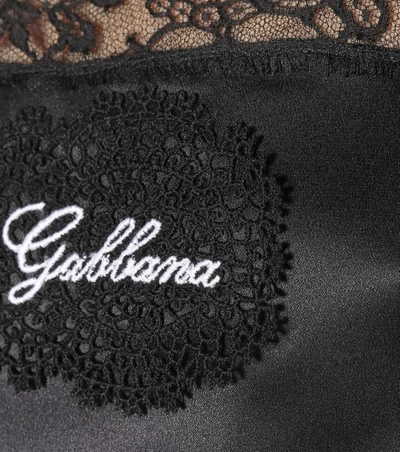 Shop Dolce & Gabbana Lace-trimmed Silk Satin Camisole In Black