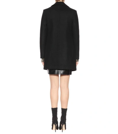 Shop Saint Laurent Wool Pea Coat In Black