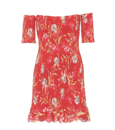 Shop Zimmermann Corsair Linen And Cotton Minidress In Red