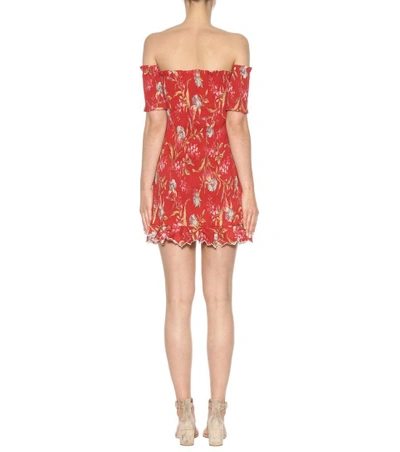 Shop Zimmermann Corsair Linen And Cotton Minidress In Red