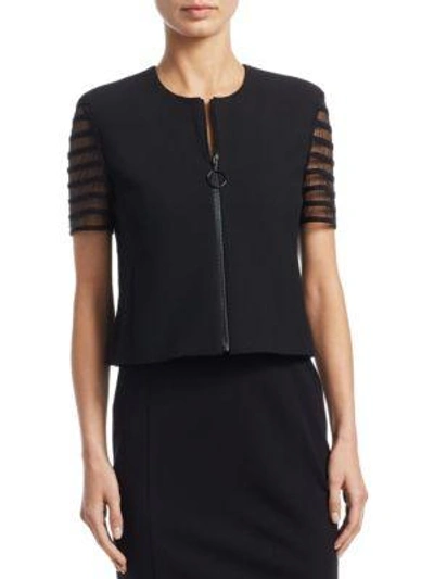 Shop Akris Punto Tulle Cropped Jacket In Black