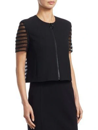 Shop Akris Punto Tulle Cropped Jacket In Black