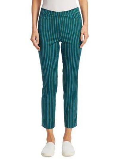 Shop Akris Punto Franca Striped Ankle Pants In Turquoise