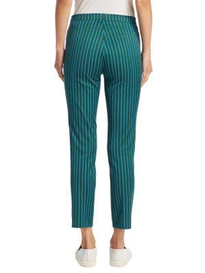 Shop Akris Punto Franca Striped Ankle Pants In Turquoise