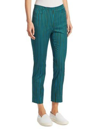 Shop Akris Punto Franca Striped Ankle Pants In Turquoise