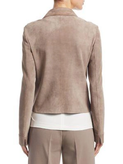 Shop Akris Punto Suede Zip-front Jacket In Taupe