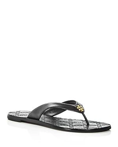 Shop Tory Burch Women's Monroe Leather Thong Sandals In Black