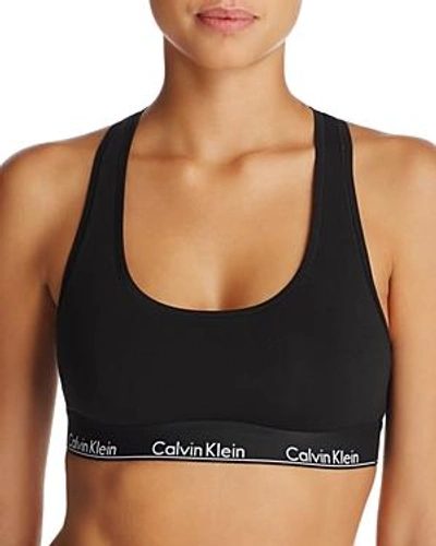 Shop Calvin Klein Modern Cotton Bralette In Black On Black