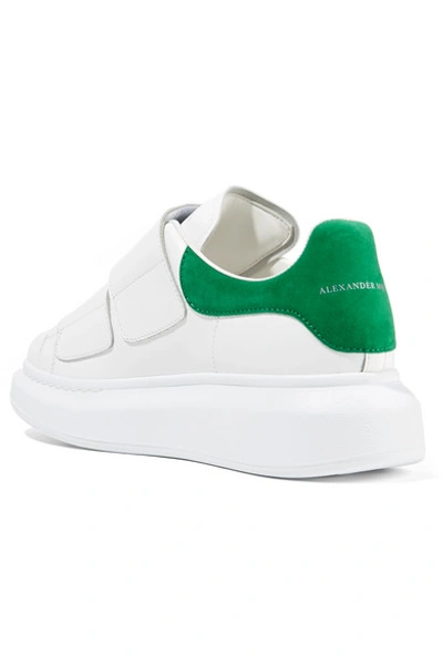Shop Alexander Mcqueen Suede-trimmed Leather Exaggerated-sole Sneakers