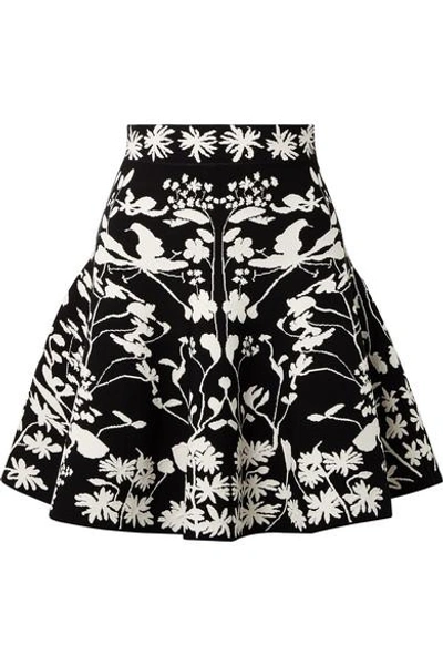 Shop Alexander Mcqueen Jacquard-knit Mini Skirt In Black