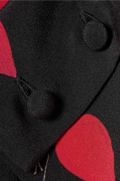 Shop Alexander Mcqueen Pussy-bow Printed Silk Crepe De Chine Mini Dress In Black