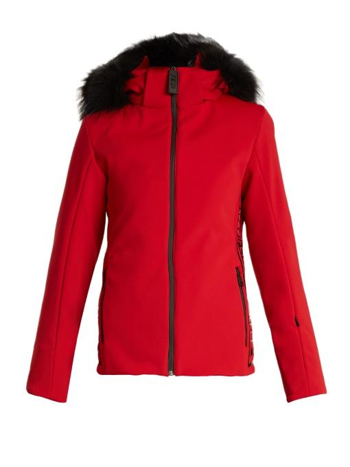 red ski jacket womens fur hood