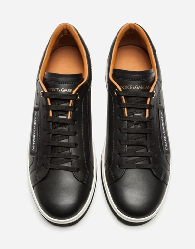 Shop Dolce & Gabbana Roma Sneakers In Nappa Calfskin In Black