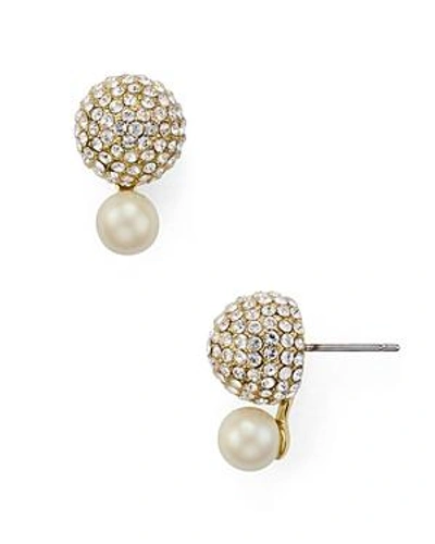 Shop Kate Spade New York Pave Double Bauble Earrings In Cream Multi/gold