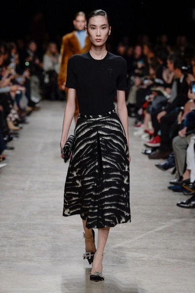 Shop Rochas Zebra-print Wool-blend Skirt