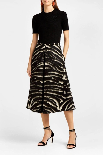 Shop Rochas Zebra-print Wool-blend Skirt