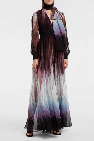 Elie Saab Printed Silk-blend Georgette Gown