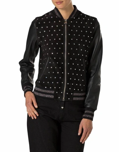 Shop Philipp Plein Leather Bomber "bright Snake"