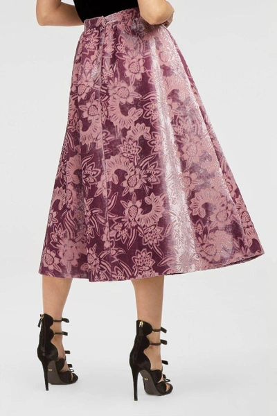 Shop Erdem Teresa Devoré-velvet Midi Skirt