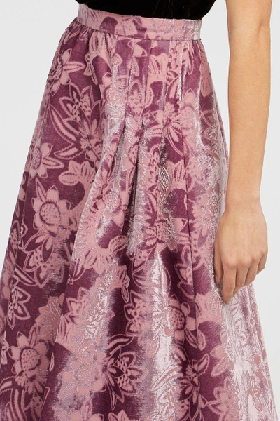 Shop Erdem Teresa Devoré-velvet Midi Skirt