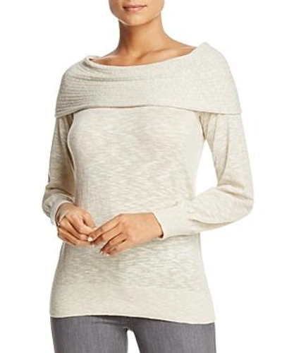 Shop Heather B Foldover Boat Neck Sweater - 100% Exclusive In Silver Gray