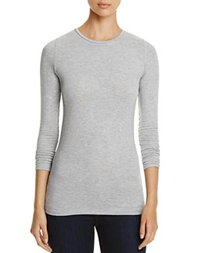 Shop Majestic Crewneck Long Sleeve Tee In Gris Chiné Clair