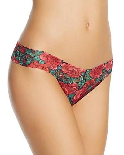 Shop Hanky Panky Low-rise Printed Thong In Red Roses