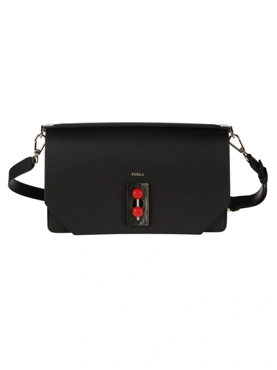 Shop Furla Foldover Shoulder Bag In Black