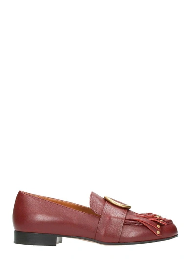 Shop Chloé Olly Loafers In Bordeaux