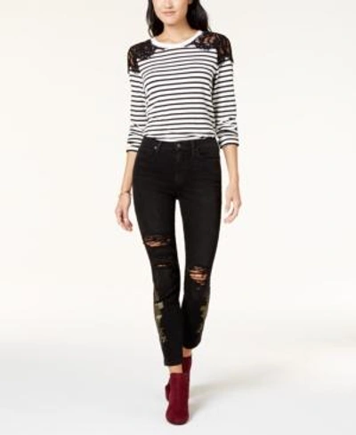 Shop Joe's Jeans The Charlie Ankle Ripped Embroidered Skinny Jeans In Sookie